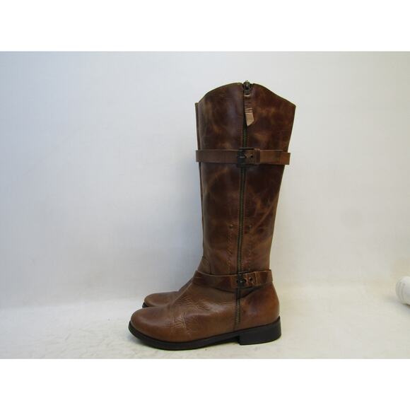 Matisse Womens Sz 8.5 M Brown Leather Buckle Zip 15" Shaft Fashion Boots - Picture 1 of 11